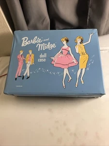 Barbie Doll Case Vintage 1963 Blue Mattel Inc With One Doll Midge - Picture 1 of 16