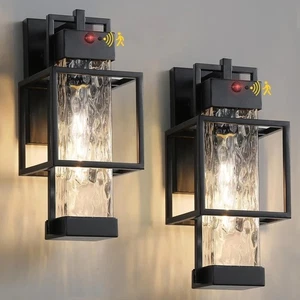 SHIMR Motion Sensor Porch Lights 2 Pack, Dusk to Dawn Outdoor Lighting with W... - Picture 1 of 8