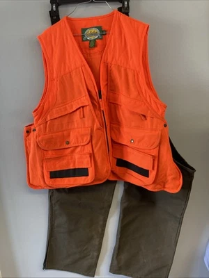 Cabela's Hunting Vest Men's L Blaze Orange And Chaps - Image 1 of 4