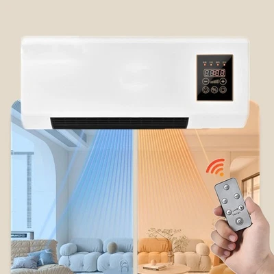 2in1 Wall Mounted Electric Air Fan and Heater w/ Remote, Heating and Nature Fan - Image 1 of 4