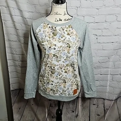 Sudadera Ampersand Avenue Floral/Gris Jaspeado Talla Pequeña Foto 1 de 4