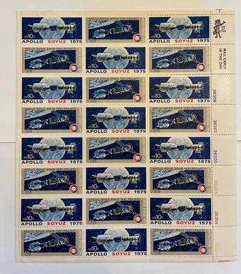 Scott #1569-70 Apollo-Soyuz Space Mission Full Sheet of 24 10¢ Stamps (1975) MNH - Image 1 of 3