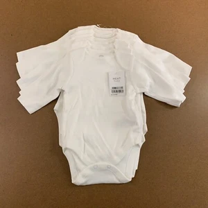 Next Baby Size 0-3 Months White Cotton Classic Long Sleeve Bodysuit 7 Pieces NWT - Picture 1 of 5