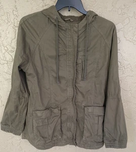 CHAQUETA CON CAPUCHA VERDE EJÉRCITO ÁGUILA AMERICANA TALLA L talla Grande con cremallera completa broches - Imagen 1 de 7