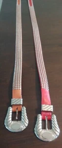 Ann Taylor #1576 M Vintage Leather Belts 42" Lot Of 2 Red And Brown With Sequins - Picture 1 of 8