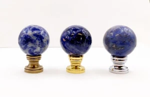 Stone Lamp Finial-BLUE VEIN SODALITE Lamp Finial W/AB, PB or Chrome Base (1-PC.) - Picture 1 of 4