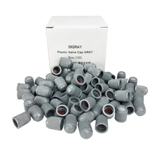 Pack of 100 Gray Valve Stem Caps w/ inner seal for all Schrader type Valve Stems - Picture 1 of 3