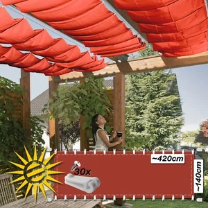 Toldo tensor de cuerda terracota aprox. 420x140 cm pérgola juego completo con 30 ganchos para correr - Imagen 1 de 12