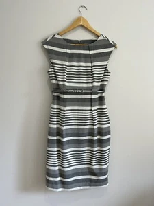 Marc New York Andrew Marc Office Dress UK 8 Grey Striped Sleeveless Work Smart - Picture 1 of 14