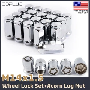 24 Chrome M14x1.5 Wheel Lock + 1.8" Lug Nut Fit 19-2024 Ram 1500 Aftermarket Rim - Picture 1 of 13