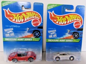 2 HOT WHEELS 1996 TREASURE HUNT SERIES WHITE FERRARI 355 & RED DODGE VIPER MINT - Picture 1 of 3