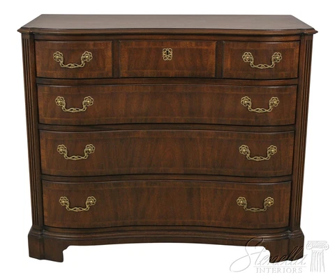 L58871EC: KINDEL 4 Drawer Ox  Bow Front Mahogany Chest Cover