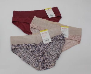 New set of 3 WARNER'S no muffin top HIPSTER panties MAUVE BEIGE BLUE LEOPARD M - Picture 1 of 5