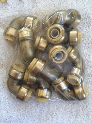 PLUMBING LOT OF 10 PIECES 1/2" SHARKBITE STYLE PUSH FIT 90 ELBOW