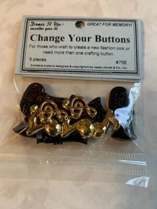 DRESS IT UP 3D BUTTONS MUSICAL NOTES INSTRUMENTS BLACK SILVER NOTES HORNS 11PCS - Picture 1 of 2