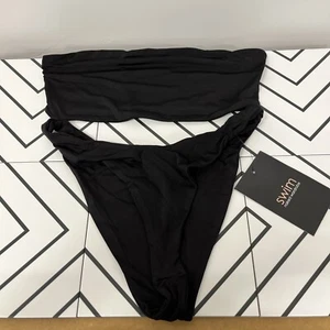Naked Wardrobe, Women's Bandeau Top Bikini Swim Suit, Black, Size L, NWT - Picture 1 of 7