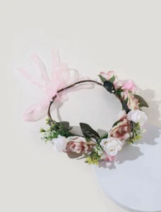girl Floral Crown Rose Flower Headband Hairband Wedding Party Hair Garland - Picture 1 of 3