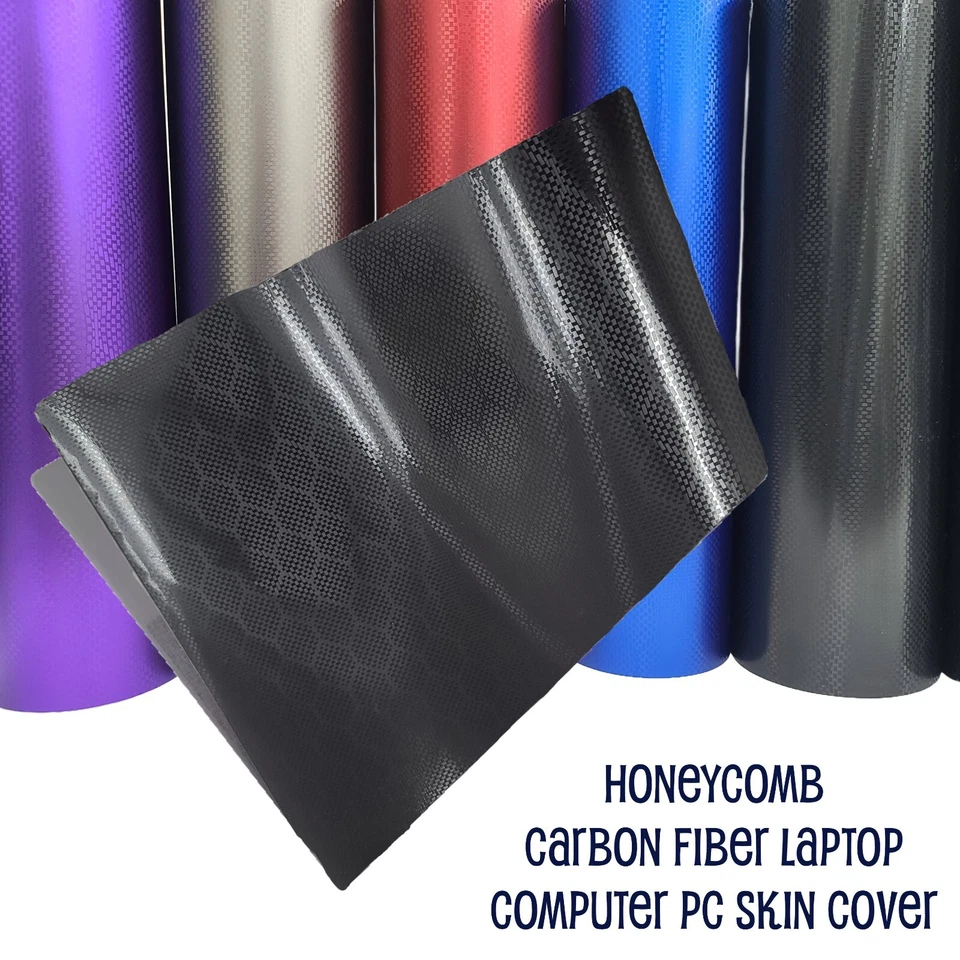 Satin Honeycomb Carbon Fiber Laptop Skin PC Tower Universal Vinyl Wrap Sticker - Image 1 of 1
