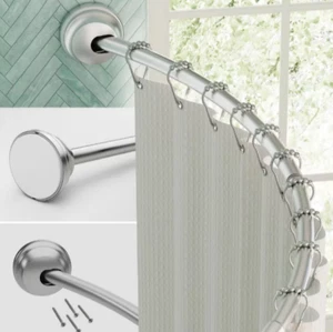 Zenna Home E40S2ALBN NeverRust Rustproof 40" Dual Mount Curved Stall Rod Nickel - Picture 1 of 9