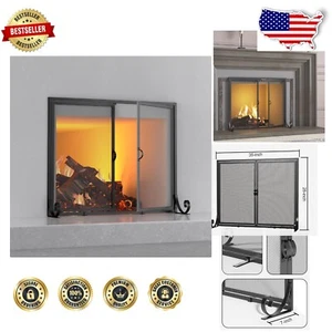 Handcrafted Decorative Fireplace Screen with Safety Hinges and Easy Access - Picture 1 of 9