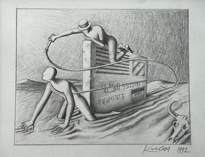 MARK KOSTABI handsignierte Original Bleistiftzeichnung auf Webpapier 1992. - Bild 1 von 10