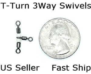 3-Way T-Turn Swivel 360° Rotation Cross-line 3Way Rolling Swivels 40Lb Free Ship - Picture 1 of 7