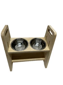 Elevated Dog Bowl Pet Feeder Stainless Steel Raised Food Water Stand w/ 2 Bowls - Picture 1 of 7