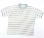 Flag Mens Green Striped Polyester Polo Size XL Collared Button