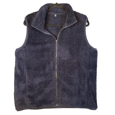 Chaleco polar Uniqlo Sherpa Pile XL cremallera completa bolsillos sin mangas en negro Foto 1 de 3