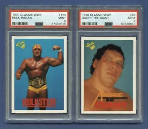 1990 HULK HOGAN & ANDRE THE GIANT LOT 2 PSA 9 MINT CLASSIC WWF HOF #125 #66 RZC - Picture 1 of 3