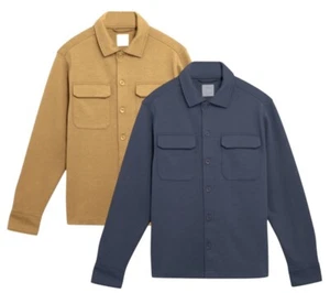 M&S MENS JACKET OVERSHIRT Cotton Blend Jersey Button up Pockets Comfort Top - Picture 1 of 20
