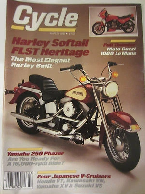 Cycle Magazine March 1986 Harley Moto Guzzi 1000 LeMans Yamaha 250 Honda VT - Image 1 of 2