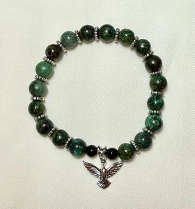 8mm Beaded Bracelet w/Dove Charm - Picture 1 of 1