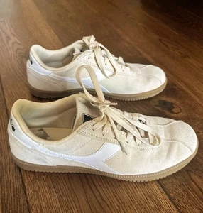 Diadora Trainers Size 8 Cream Craft Suede Excellent Condition - Picture 1 of 4