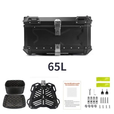 65L Motorrad Alu Top Case Box Aluminium 65 Liter schwarz 100% Neu 2 Schlüsseln - Bild 1 von 4