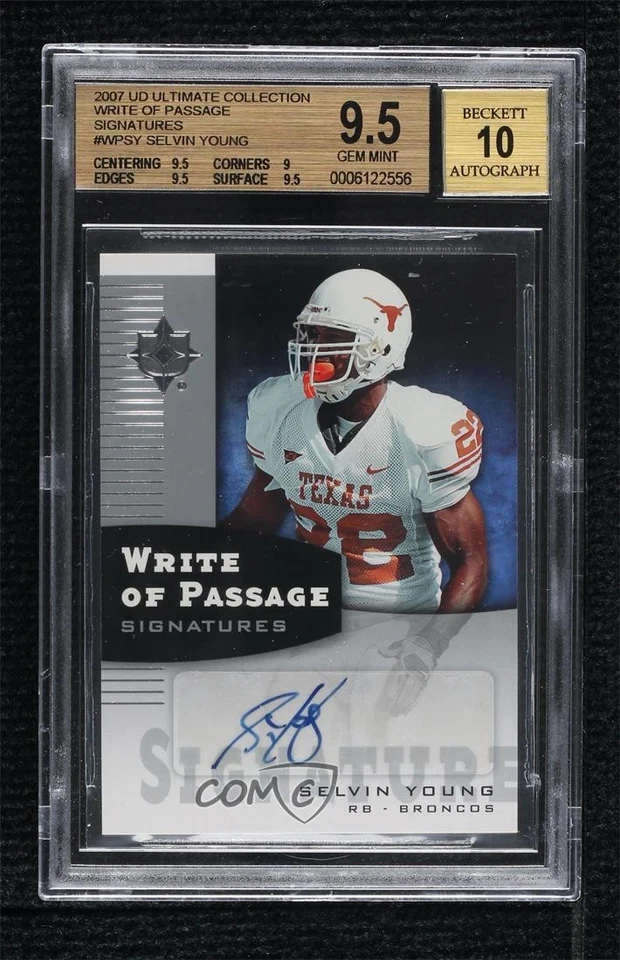 2007 Ultimate Collection Write of Passage Selvin Young BGS 9.5 Rookie Auto RC - Image 1 of 2