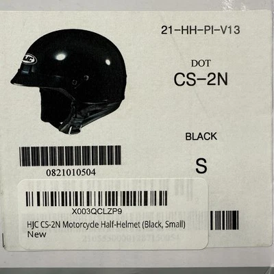 HJC Cascos Negro Cara Abierta Medio Casco CS-2N Talla Pequeña - Nuevo en Caja 21-HH-PI-V13 Foto 1 de 4