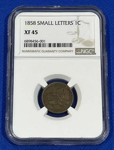 1858 FLYING EAGLE NGC XF45 Small Letter Penny 1¢ - Picture 1 of 4