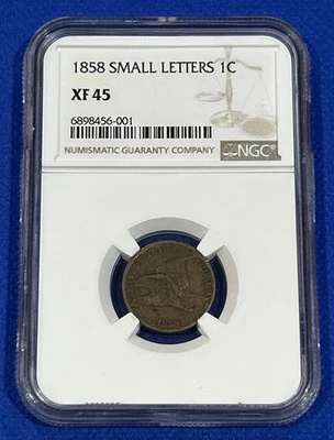 1858 FLYING EAGLE NGC XF45 Small Letter Penny 1¢ - Image 1 of 4