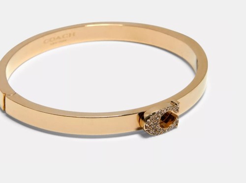 Bracciale Coach donna Pave firmato con cerniera oro 91428 $98 nuovo con etichette