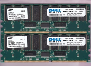 2GB 2x1GB PC1600R DDR-200 SAMSUNG M383L2828ET1-CA0Q0 DELL D632EX.D ECC RDIMM KIT - Picture 1 of 2