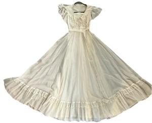 Usado en excelente estado!! Maxi Vestido Vintage Gunne Sax Boho Hippie Encaje Beige Estilo Boda Talla 5 - Imagen 1 de 13