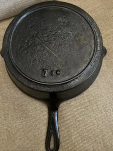 Gate Marked Cast Iron Skillet #7 (10"), LIGHTWEIGHT, Heat Ring & Fancy Handle - Picture 1 of 9