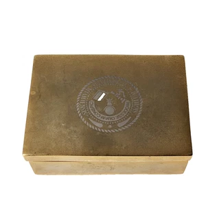 Caja de baratijas de latón macizo forrada de fieltro con logotipo de sello de 4" x 3" de la Universidad de Miami Ohio - Imagen 1 de 12