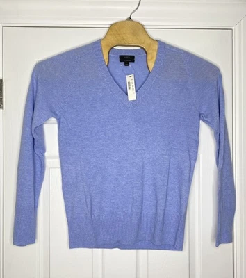 J Crew Mens Cashmere Blend Pullover V Neck Sweater Blue Large New - Image 1 of 4