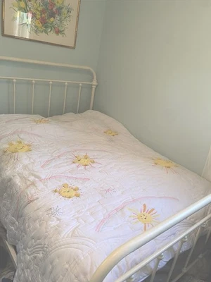 Pottery Barn Kids Reversible Sunshine Full/Queen Quilt with rainbow stripes - Image 1 of 4