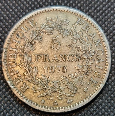 1875 FRANCE 5 FRANCS   L1811 - Image 1 of 2