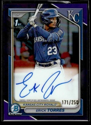 2024 Bowman #CPA-ET Erick Torres Chrome Prospects Autos Purple Refractors #/250 - Image 1 of 2