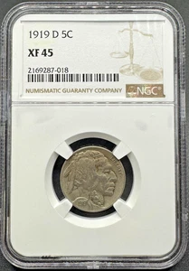 1919-D BUFFALO NICKEL NGC XF45 11XDB25 - Picture 1 of 4