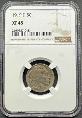 1919-D BUFFALO NICKEL NGC XF45 11XDB25 - Image 1 of 4